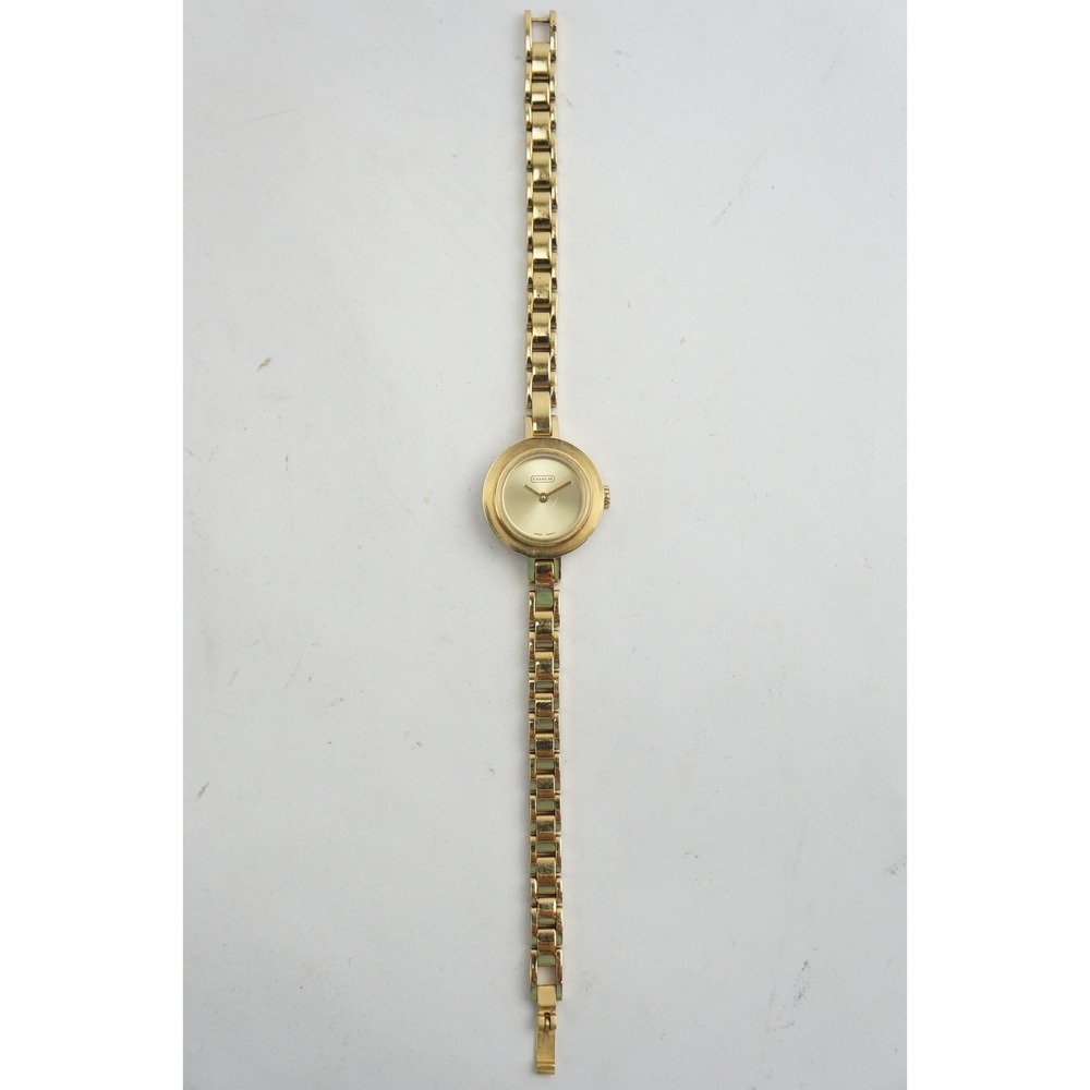 Rare VGC Coach Wristwatch Gold Tone Swiss Quartz 0309 Stainless Floating Dial ES